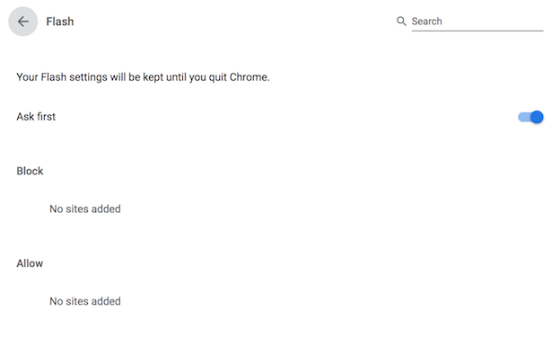 Chrome Flash Settings - After